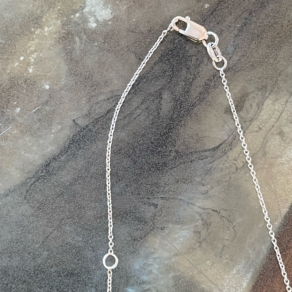18K White Gold Diamond Initial “M” Necklace - Picture 5 of 7